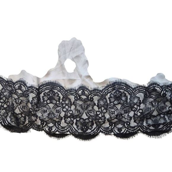 Jody California Women's Silver Poly & Black Lace Lined Slip Skirt NEW NWT - Picture 10 of 13